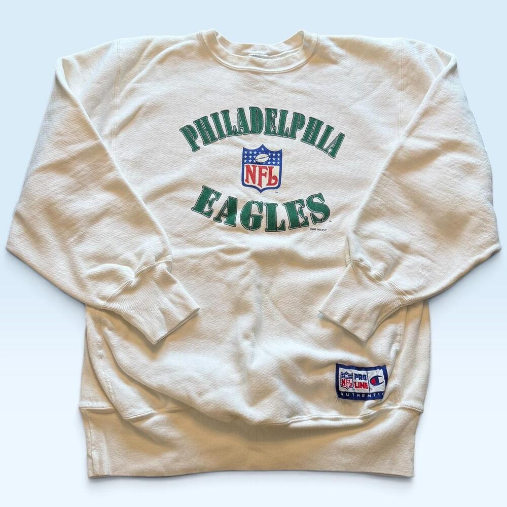 Vintage Philadelphia Eagles Sweatshirt Mens XL White NFL Football Champion 90s